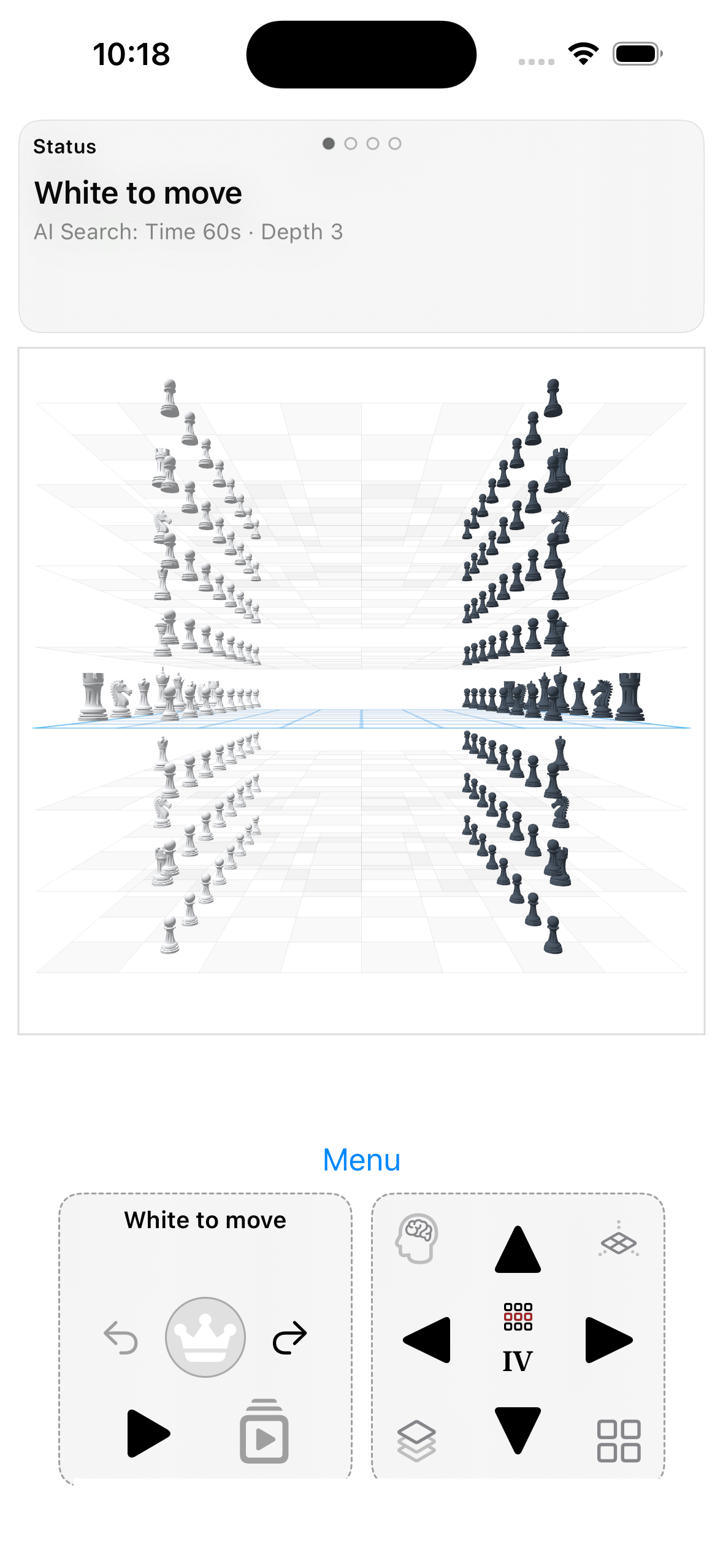 Narrow-Layout mit fokussierter CubeView auf einem iPhone-ähnlichen Bildschirm